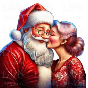 10 Images Clipart Le Père Noël Et La Mère Noël Câlins