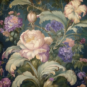 9 Victorian Wallpaper Background Clipart Images – Violet Floral Colors