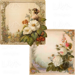 13 Viktorianische Postkarten, Vintage Clipart Bilder