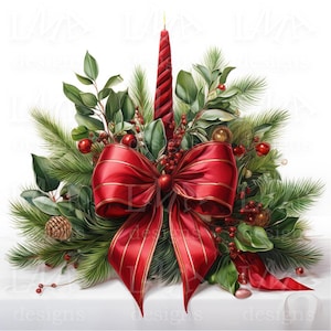 美しいクリスマスの花のセンターピースのクリップアート画像 10 枚 – セット 1
