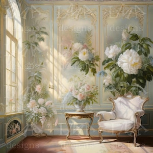 9 Victorian Wallpaper Background Clipart Images – White Floral Colors