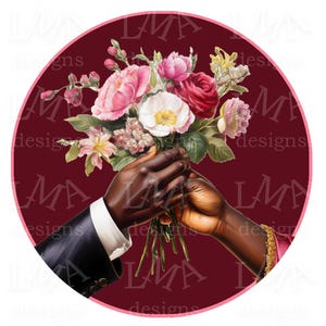 10 Viktorianische Symbole und Symbolik - Foliate Motiv und Hände, die Blumen teilen - Set 9 - Clipart Bilder