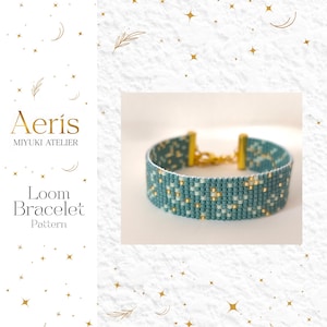 Miyuki Loom Bracelet Pattern PDF - Turquoise and Gold Bracelet Pattern Tutorial - DIY Digital Beading Pattern - Bead Loom Diagrame