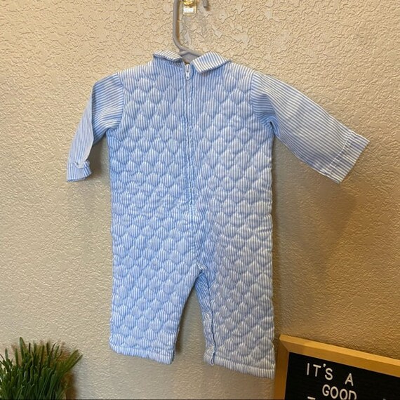 Vintage infant boys bodysuit blue quilted jack - image 4