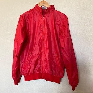 Vintage Desert Palm sportswear windbreaker jacket red pack ale hood medium