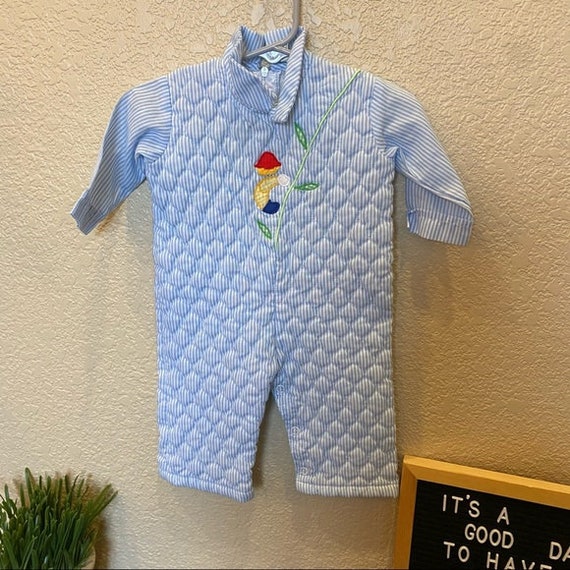 Vintage infant boys bodysuit blue quilted jack - image 1