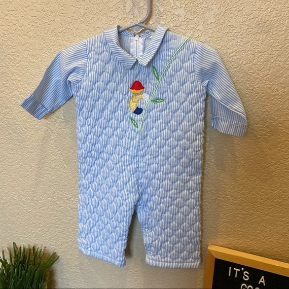 Vintage infant boys bodysuit blue quilted jack - image 7