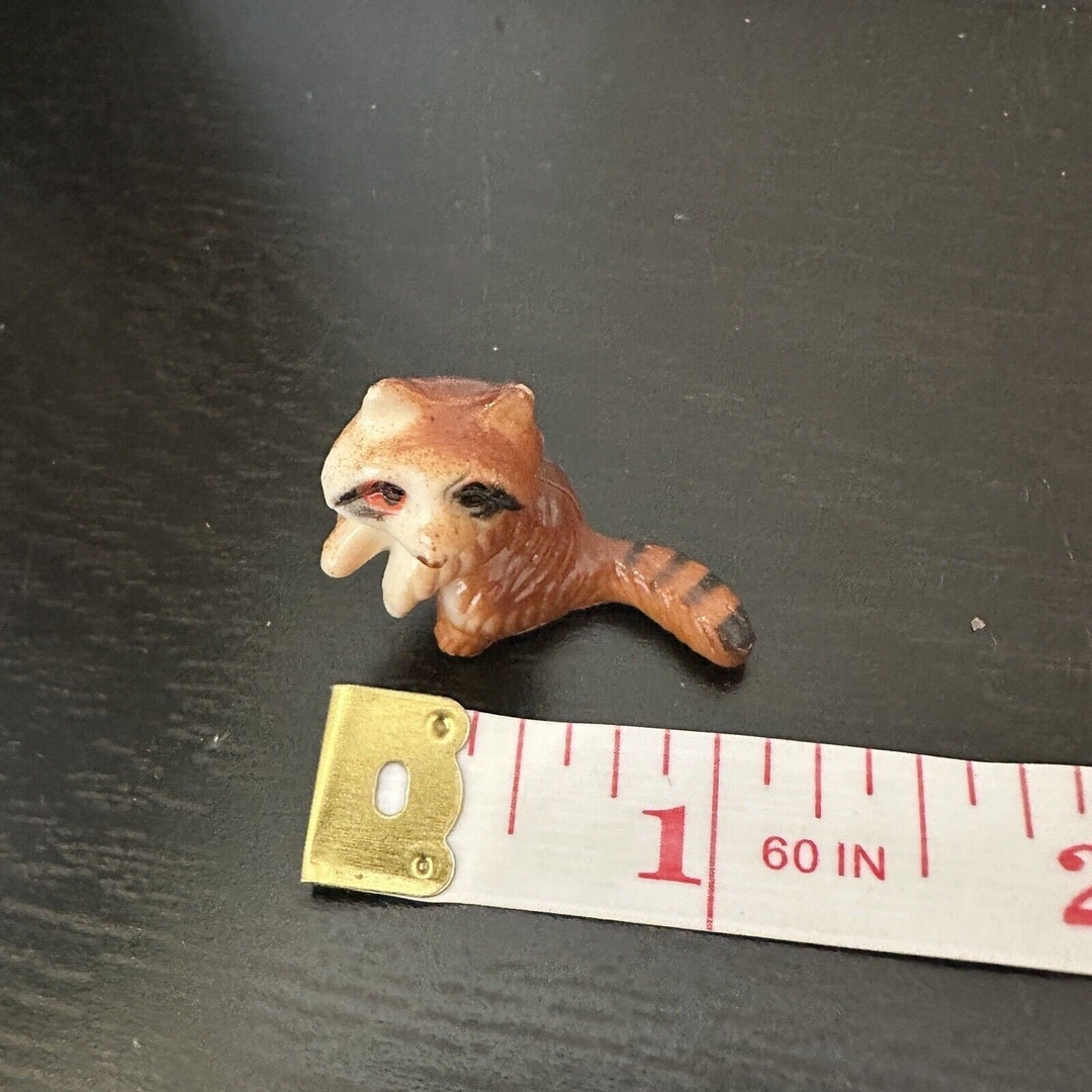 Vintage Plastic Raccoon Figure Toy Animal Baby 1 Inch Play Collectible ...