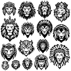 Lion svg Bundle, Lion head Clipart, Lion Vector, Lion King Decal, Lion Cut Files, Lion Silhouette.