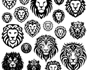 Lion Svg Bundle, Lion Head Clipart For Cricut, Lion King Silhouette, Lion Vector, Lion Designs, Lion Cut Files.