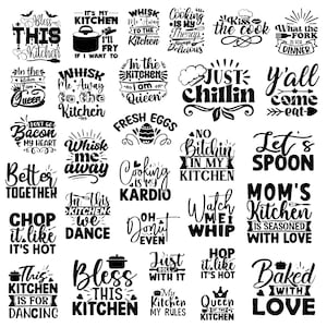 Kitchen Svg Bundle, Kitchen Clipart For Cricut, Kitchen Quotes Silhouette, Monogram Vector, Kitchen Svg, Kitchen Cut Files.