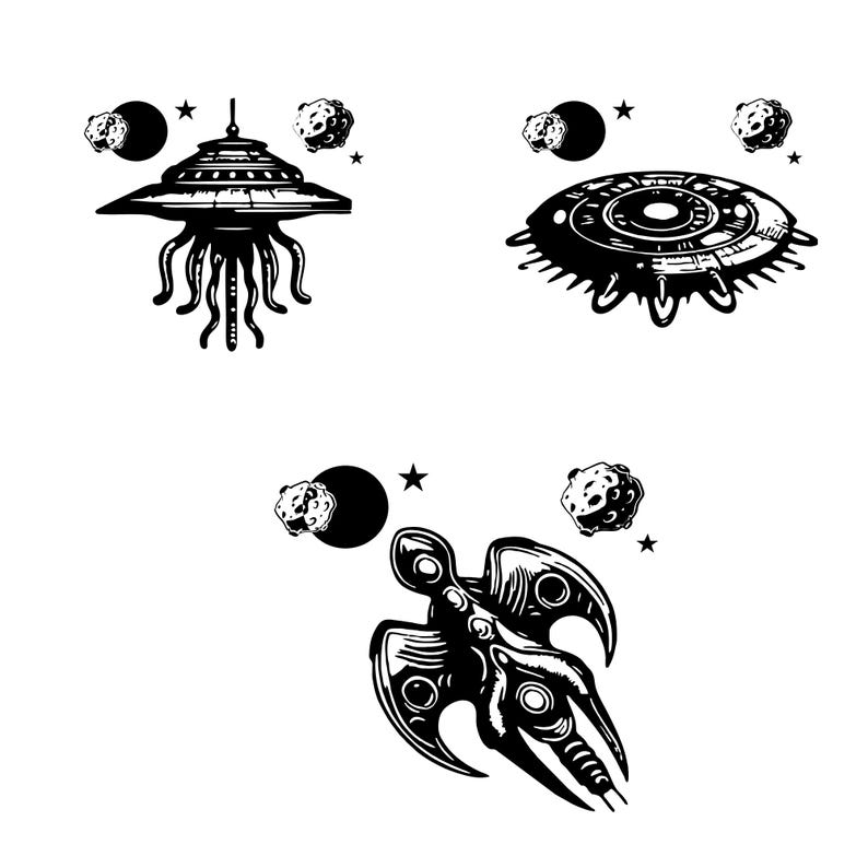 Ufo Svg Bundle, Aliens UFO Clipart, UFO Vector, Alien Decal, Space Ufo ...