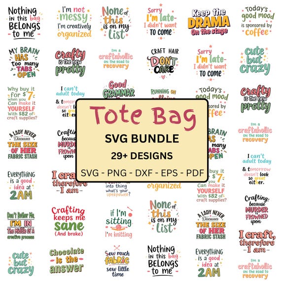 Tote Bag SVG Bundle, Funny Tote Bag Svg, Funny Quotes svg, Tote Bag Png, Tote Bag Sayings, Mom Bag Svg, Market Bag svg, Digital Download