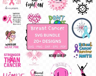 Breast Cancer SVG Bundle, Pink Awareness ribbon Svg,Cancer Awareness svg, Fight Cancer Svg, Cancer Quote Svg,tackle cancer svg, PNG