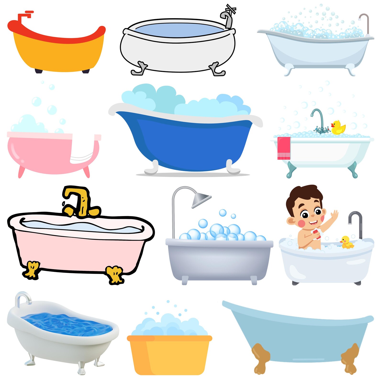 Bathtub SVG Bundle, Bathtub Vector, Bathtub Clipart, Bathroom Design ...