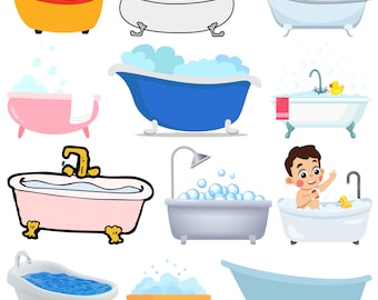 Bathtub SVG Bundle, Bathtub vector, Bathtub clipart, Bathroom design, Bathtub Vector, Clawfoot tub svg, Bathroom Decor Bath Time,