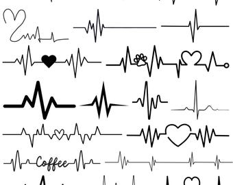 HEARTBEAT SVG Bundle, HEARTBEAT Clipart, Heartbeat Svg cut files for Cricut, heart beat line svg, Heartbeat Silhouette, Heartbeat Vector