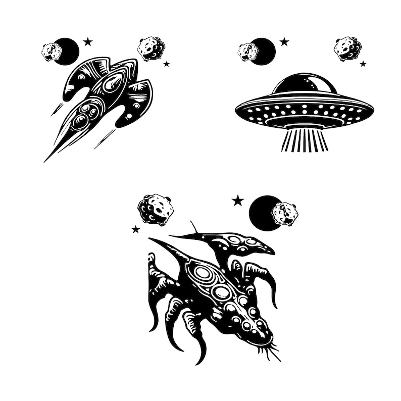 Ufo Svg Bundle, Aliens UFO Clipart, UFO Vector, Alien Decal, Space Ufo ...