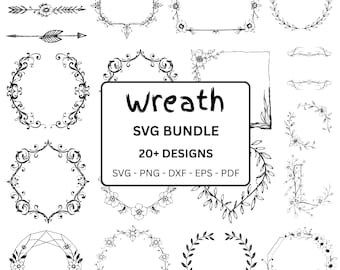 Kranz svg bündel, Kreis svg bündel, Blumenkranz svg, Hochzeitskranz svg, Kranz Monogramm svg Kreisrahmen, Herz Lorbeerkranz svg