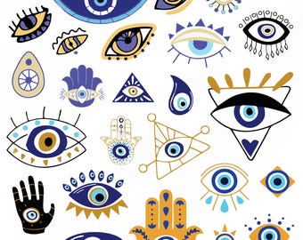 Evil Eye Svg Bundle, Evil Eye Clipart For Cricut, Turkish Eye Silhouette, Evil Eye Protection Vector, Evil Eye Designs, Hamsa Hand Cut Files