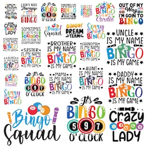 Pakiet Bingo SVG, Clipart Bingo dla Cricut, Sylwetka cytatów Bingo, Wektor Bingo, Bingo SVG, Pliki do cięcia Bingo.