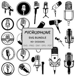 Microphone SVG Bundle, Microphone PNG Bundle, Microphone Clipart, Microphone SVG Cut Files for Cricut, Microphone Silhouette, Mic Svg