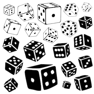 Dice Svg Bundle Clipart Cricut Casino Silhouette Two Dice Vector Luddo Dice Designs Decal Gambling Cut Files.