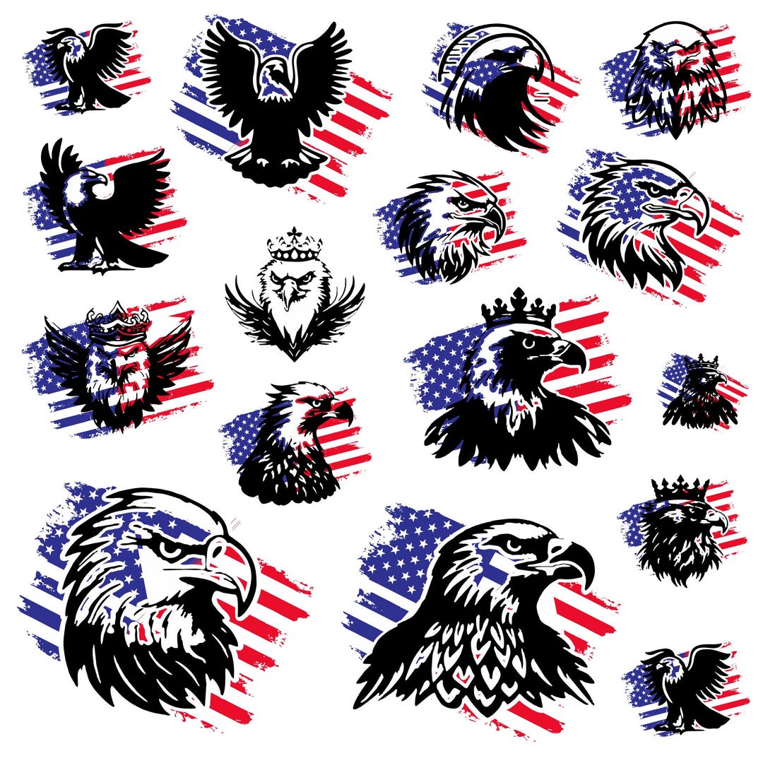 Eagle Svg Bundle, Bald Eagle Clipart, Bird of Prey Vector, Eagle Decal ...