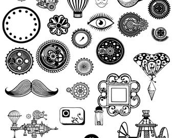 Steampunk Svg Bundle, Gear Clipart For Cricut, Steampunk Silhouette, Steampunk Vector, Steampunk Designs, Steampunk Cut Files.
