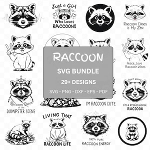 Raccoon SVG Bundle, svg files for cricut, Raccoon Head Svg, Raccoon Png, Clipart Racoon, Raccoon Cut File, Charming Raccoon, PNG