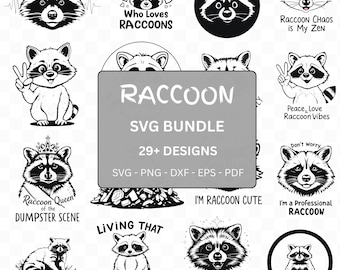 Raccoon SVG Bundle, svg files for cricut, Raccoon Head Svg, Raccoon Png, Clipart Racoon, Raccoon Cut File, Charming Raccoon, PNG