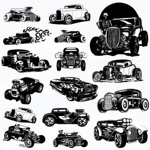 Hot Rod svg Bundle, Hot Rod Clipart, Classic Car Vector, vintage Car Decal, Hot Rod Cut Files, Car Silhouette.