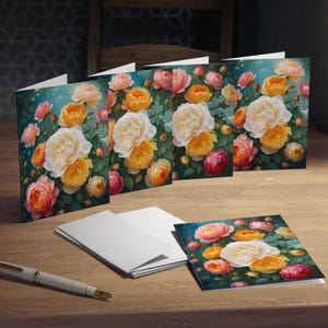 Wenskaarten - bloemenbotanisch blanco set wenskaarten - set van 5, gefeliciteerd, bedankjes, uitnodigingen, speciale gelegenheden