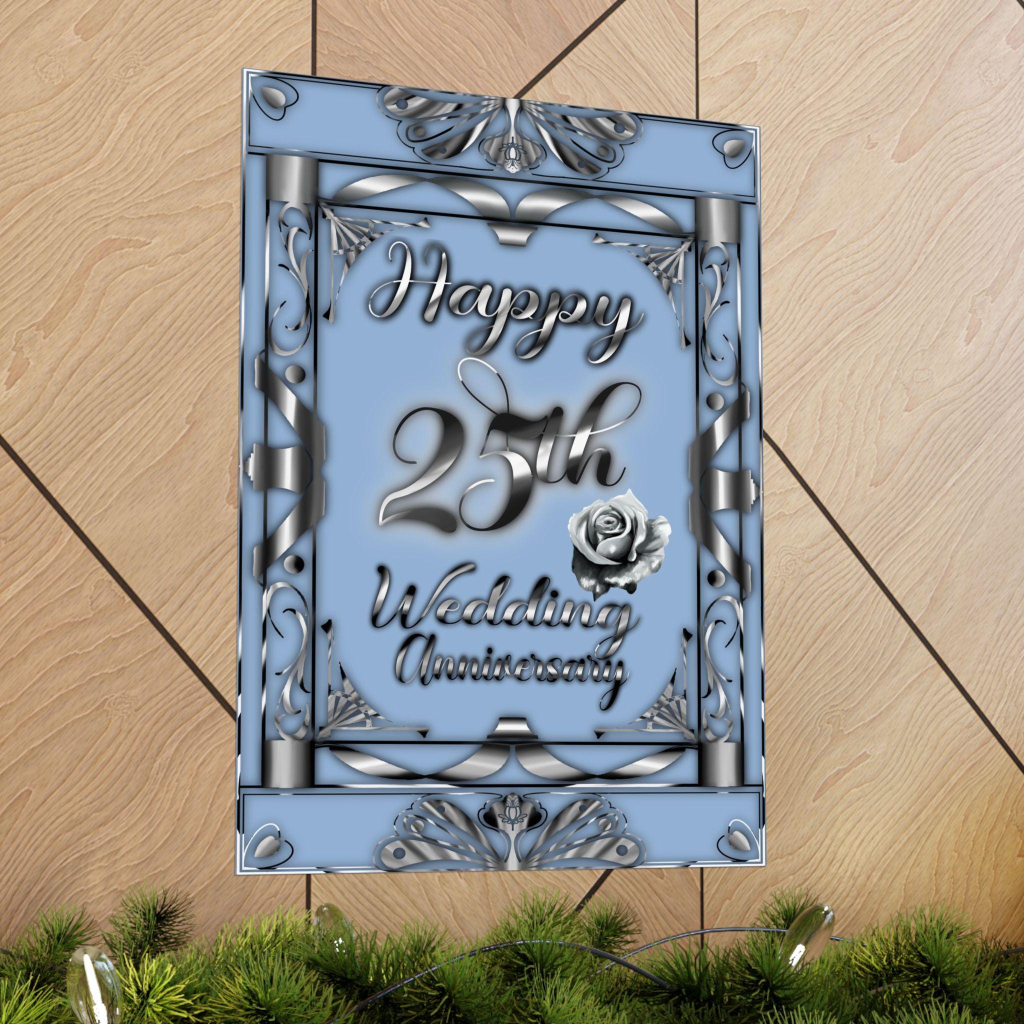 25th Silver Wedding Anniversary Poster: Elegant Home Wall Art - Etsy