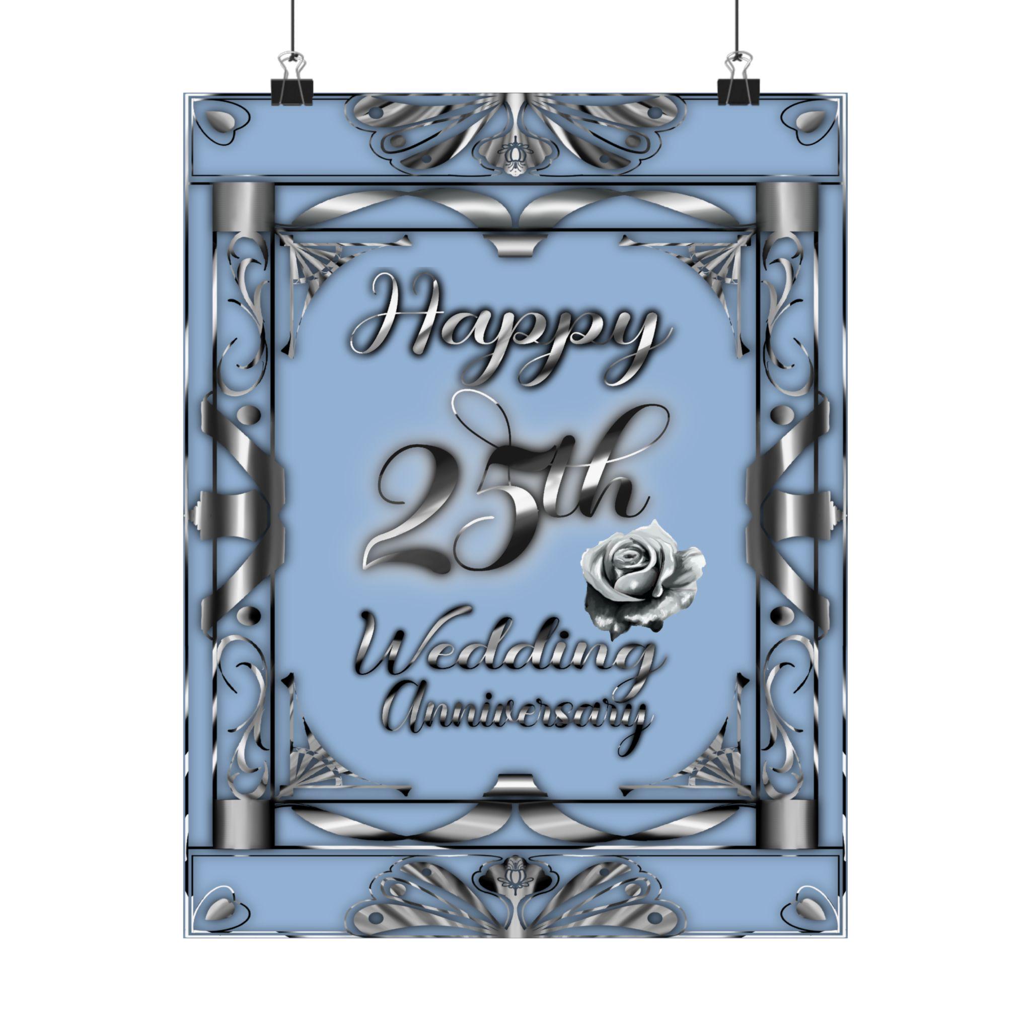 25th Silver Wedding Anniversary Poster: Elegant Home Wall Art - Etsy