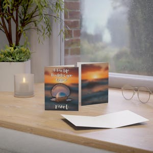Cartões de felicitações - Cartões de felicitações inspiradores, vibrações do oceano, citações motivacionais, conjunto de cartões de pérolas, presente exclusivo para amigos, lembrete de autocuidado