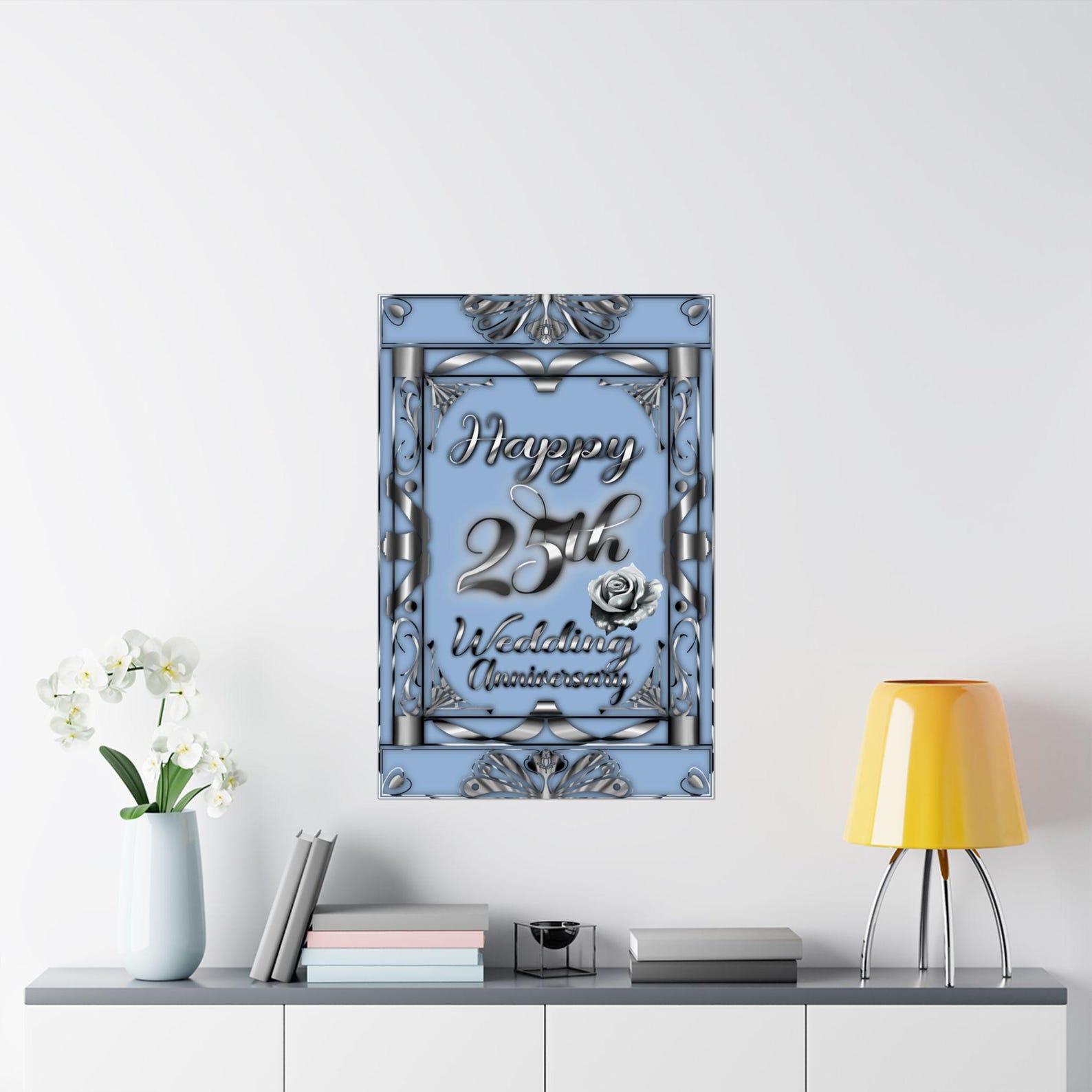 25th Silver Wedding Anniversary Poster: Elegant Home Wall Art - Etsy