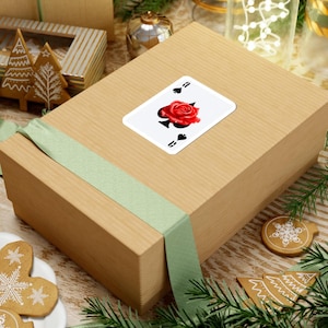 Ace of Spades Sticker: Red Rose Floral Card Decor