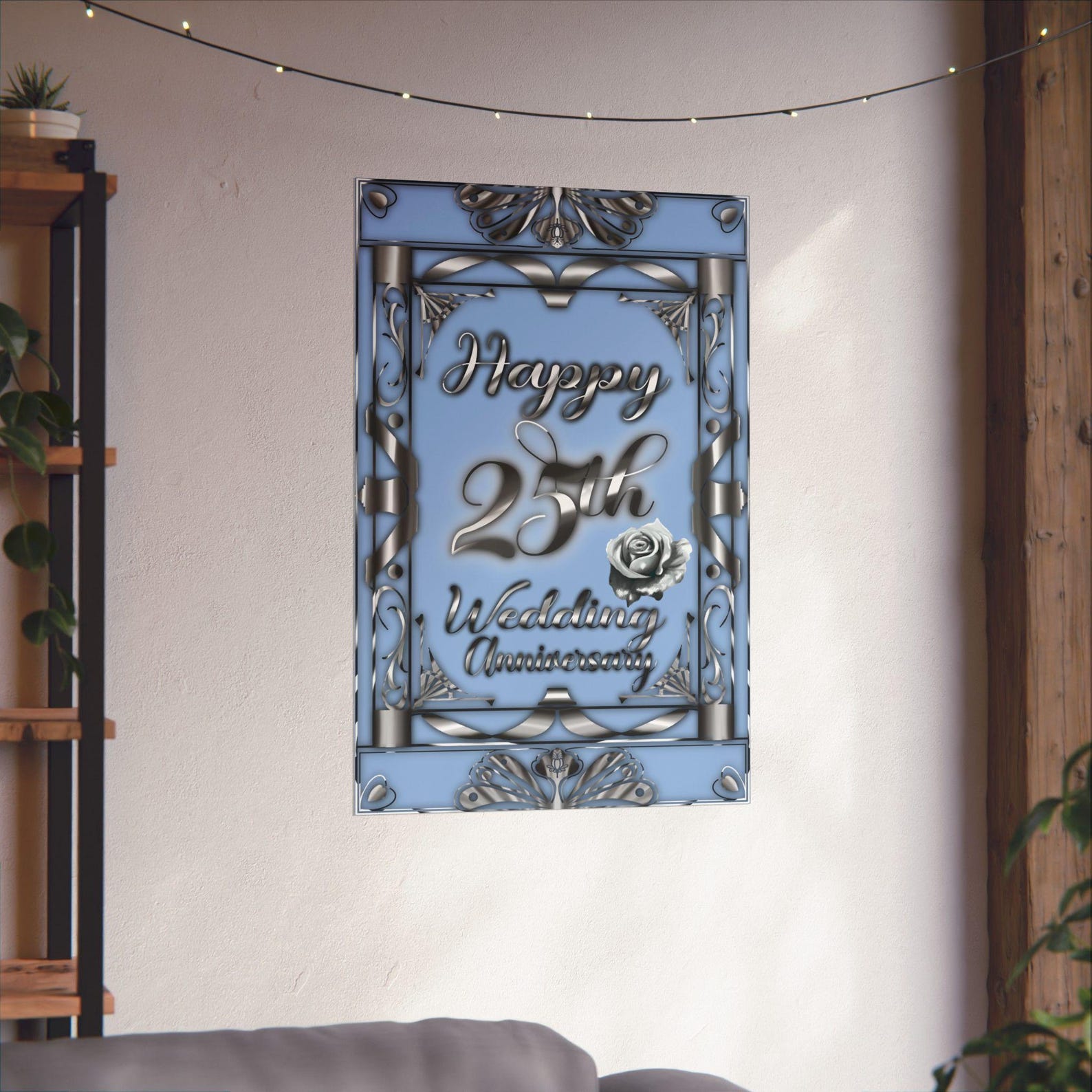 25th Silver Wedding Anniversary Poster: Elegant Home Wall Art - Etsy