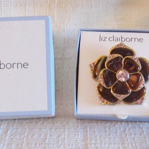 Liz Claiborne Floral Brooch Pin with Original Box - Perfect Gift for Women