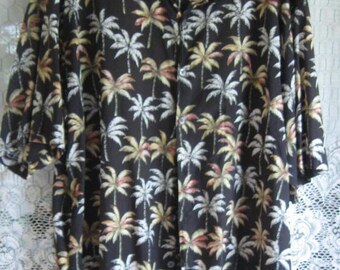 Men's Island Connection Cotton Hawaiian Shirt - Vintage - Size 2XL - Palm Trees on Black Background - Perfect Condition - Short Sleeve Shirt