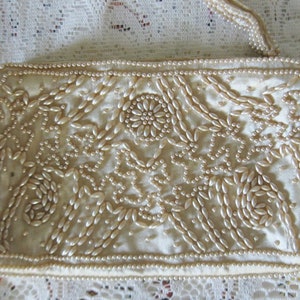 Vintage Pearl Beaded Clutch Handbag Purse - Made in Japan