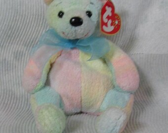 Ty Beanie Baby Bear - Mellow - Pink, Blue, Yellow Bear - Original Tag - 2000 - Vintage Collectible Ty Beanie - Plush Bear