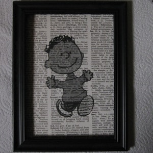 Peanuts Franklin on Vintage Dictionary Book Page Print - 5&quot; x 7&quot;