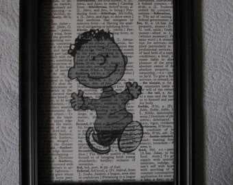 Peanuts Franklin on Vintage Dictionary Book Page Print - 5" x 7"