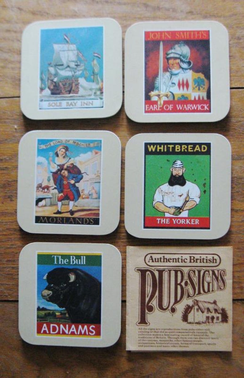 Vintage 5 Authentic British Pub Coasters - First Edition - Original Box ...