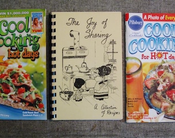 Three Vintage Cookbooks - 2 Pillsbury Cool Cooking for Hot Days and The Joy of Sharing - Church Recipes