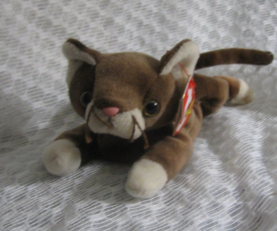Ty Beanie Baby Pounce Brown Cat Kitten Original Tag 1997