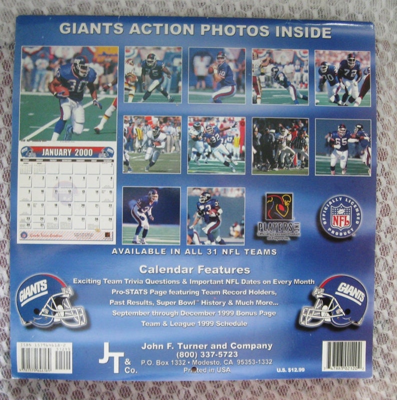New York Giants 2000 Calendar Perfect Condition Etsy
