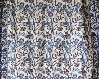 Bursa Large Scarf Shawl in Gorgeous Blue and White Floral Design - 100% Silk - Made in Turkey - 62" x 62"